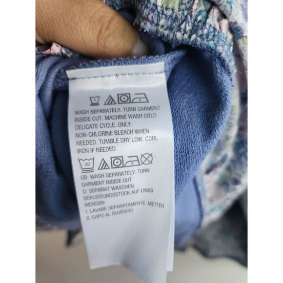 Quacker Factory Women Blue Full Zip w/Floral Hem Cotton Hoodie Sweater size 2X - Picture 9 of 10